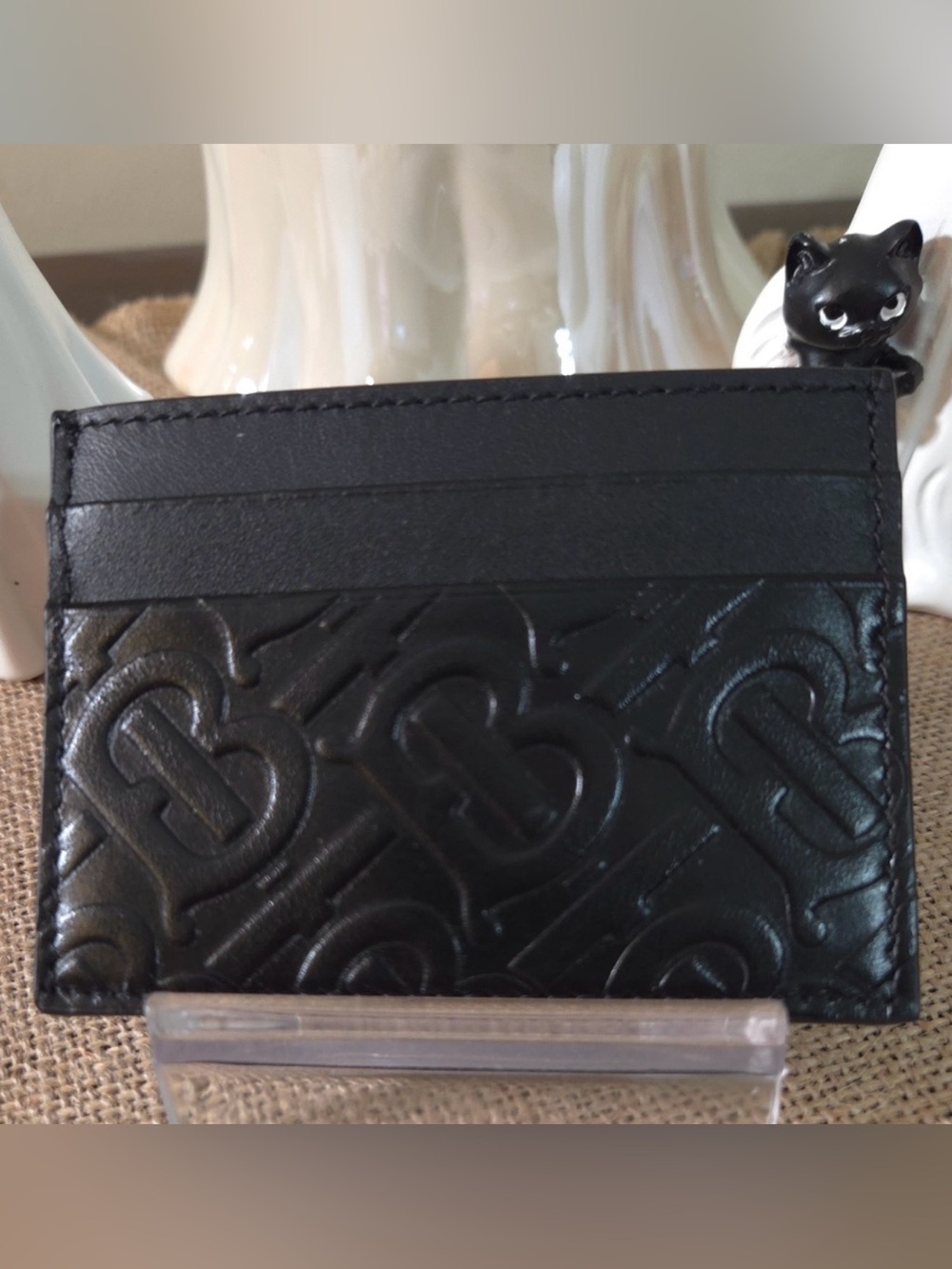 Burberry Black Embossed Leather Card Holder